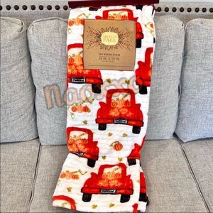 Farmhouse Autumn “ Happy Fall Y’all “ Orange Truck Oversized Cozy Throw Blanket